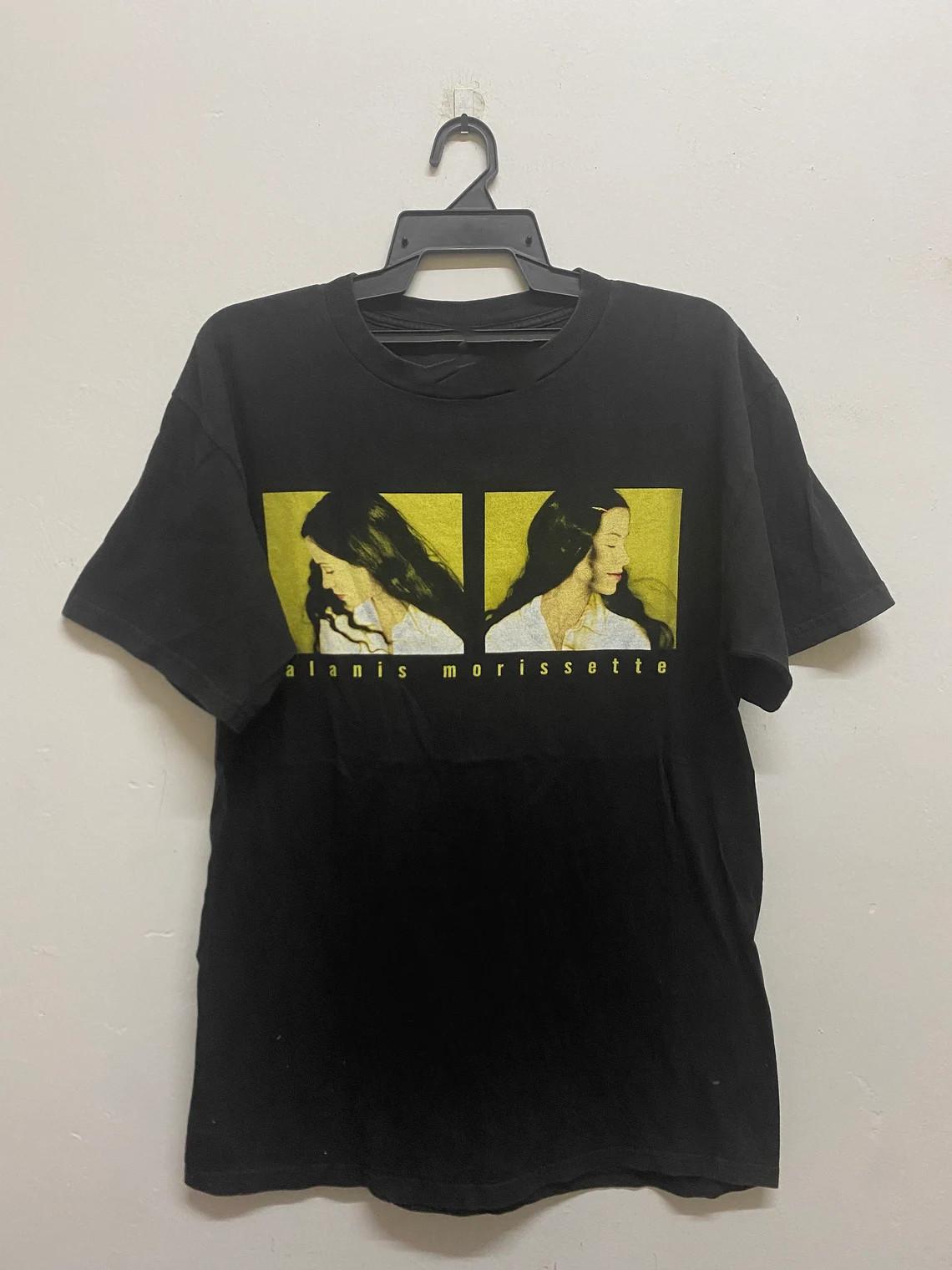 Vtg Alanis Morissette Junkie Tour Cotton Black T Shirt For Men All Size BT913 M