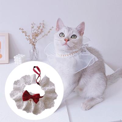 Cat Lace Bib Collar Pet Bandana Adjustable Dress Up Holiday Costume Handmade Dog Cats Scarf