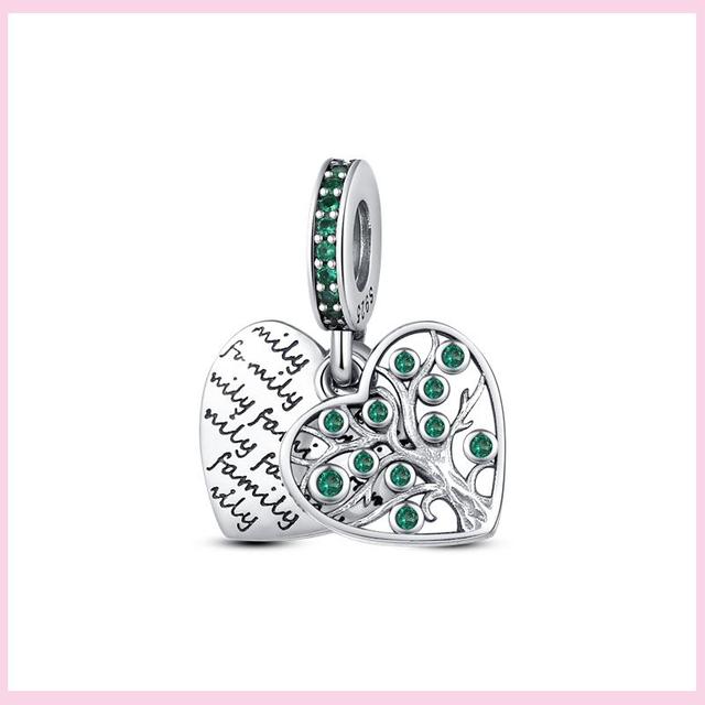 925 Silver Green Color Charms Temperament Cactus Avocado Charm Four Leaf Bead For Bracelet Jewelry Making