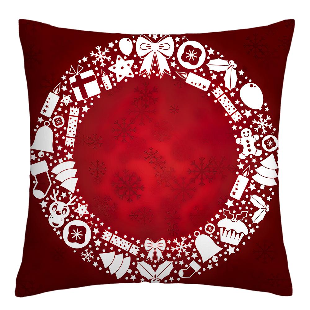 Happy New Year Christmas Decorations Printed Cushion Cover Home Living Room Sofa Decoration Square Pillowcase 45x45cm