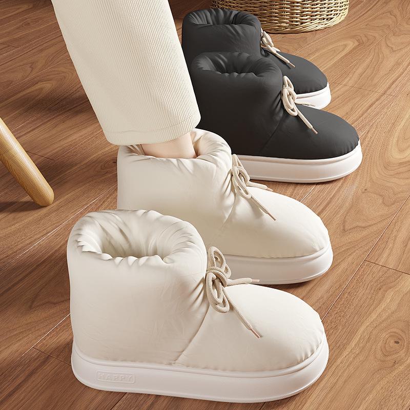 Cozy Thick-Soled Cotton Slippers for Couples, Non-Slip, Velvet-Lined, Perfect for Indoor Winter Warmth.