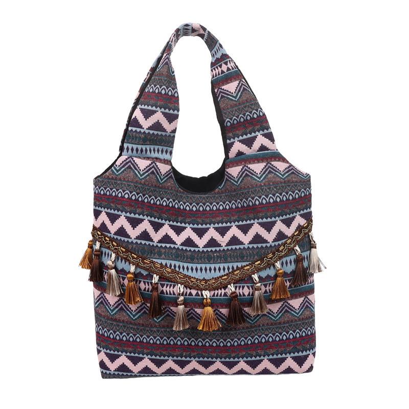 Vintage Ethnic Style Womens Shoulder Bag With Suede Tassels For Daily Use