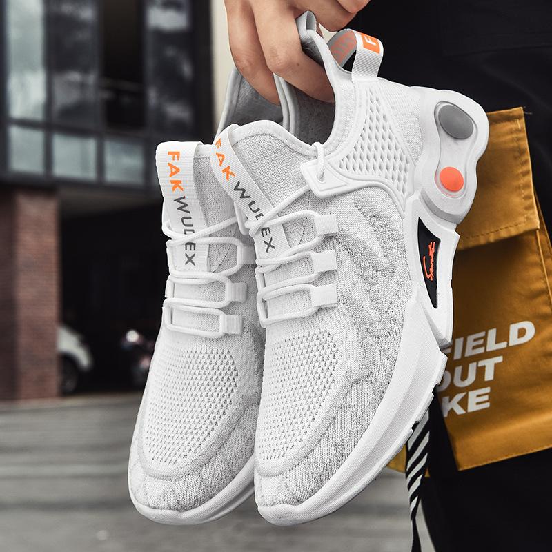 Jesienne nowe buty dla par, latające, tkane, siateczkowe, oddychające, koreańskie, wygodne, do biegania, sportowe, męskie i damskie