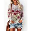 Women Long Sleeve T‑Shirt Watercolor Iris Flower Floral Art Print Crew Neck Casual Tops