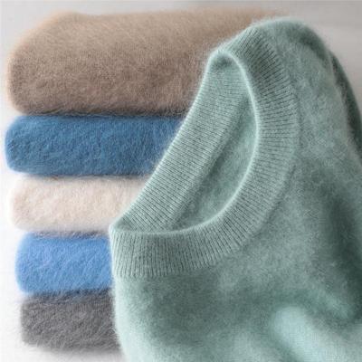 Men's Mink Velvet Cashmere Round Neck Pullover - Thickened, Loose, Plus Size Autumn/Winter Sweater