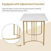 Dining Set (5-pc), Dining Table with 4 Chairs, 140×80cm Kitchen Table with Golden Metal Legs, MDF Tabletop In White, Dark Green Velvet Dining Chairs