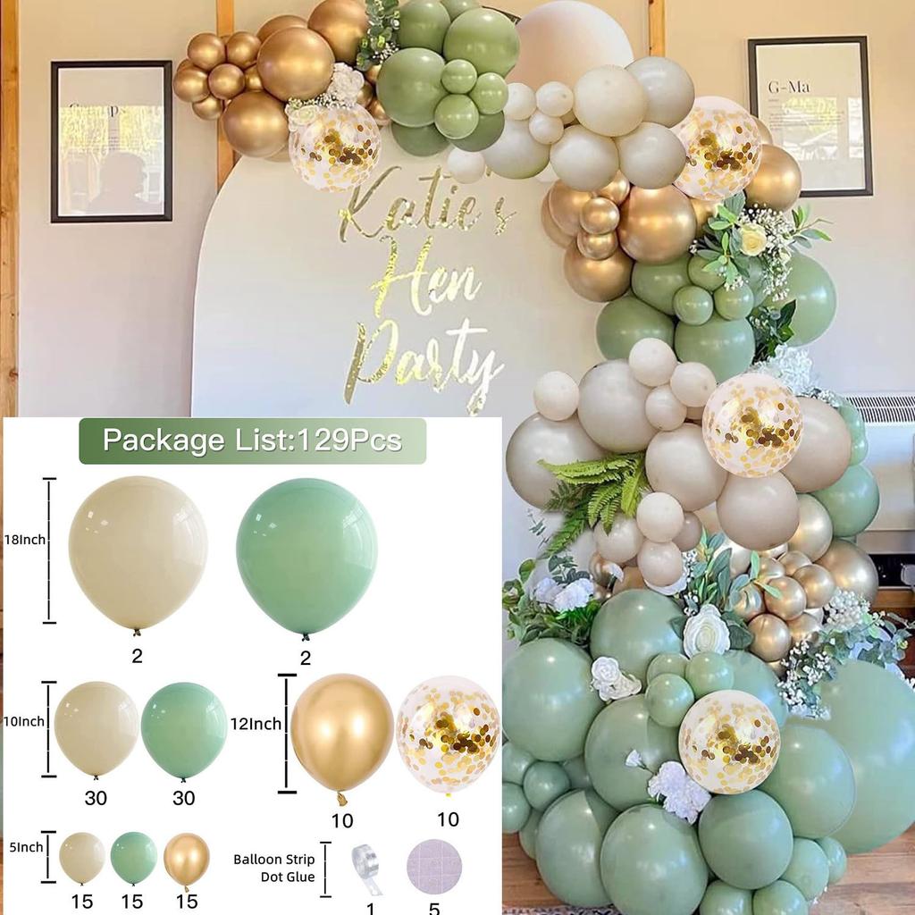 Jungle Green Birthday Arrangement Balloon Chain Package Festive Wreath Arch Party Decoration