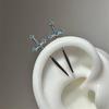 Nuova Moda Ali d'Amore Croce Acciaio Inossidabile Orecchino Osso Auricolare Lucido Zircone Trendy Orecchino a Filo per Donne Piercing Corpo Accessorio