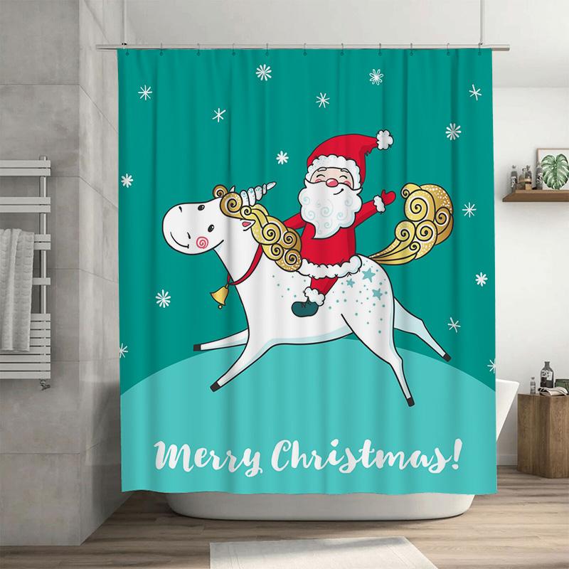 

Tu Christmas Horse Shower Curtain Festive Holiday Farm Animal Horseback Riding Decor Farmhouse Bathroom Decor Merry Christmas Gi W60H190(CM)-1 Pcs