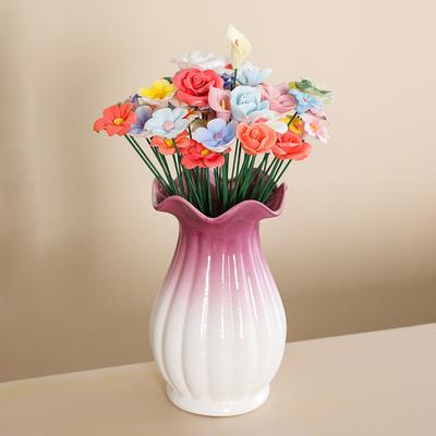 Fiori Finti in Ceramica Fatti a Mano Fiori Finti Colorati Realistici Decorazione Floreale Artificiale per Vaso Fai-da-te con Gambo