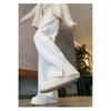 Autumn and winter new women's pants, versatile, loose, slimming, elegant and laid-back, casual pants, slit pants, commuter pants with fleece