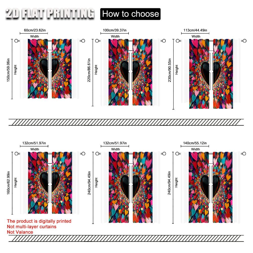 2pc    Scene Curtains Vintage Style Valentine's Day Machine Washable Polyester  Without Electricity Wall Decor Suitable for Indoor