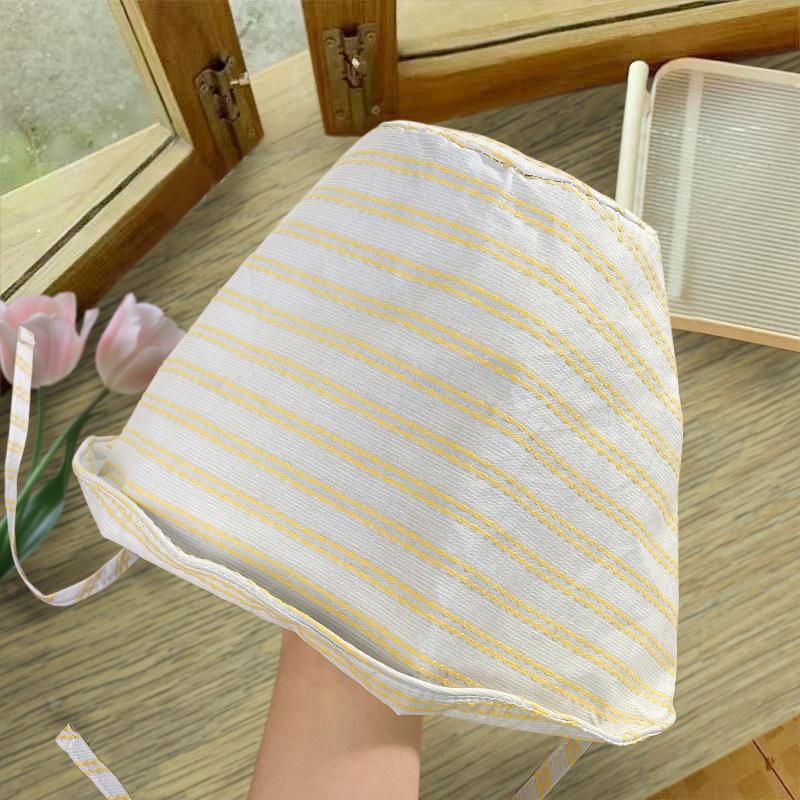 Summer sunscreen sunshade French striped niche breathable big eaves face hat women