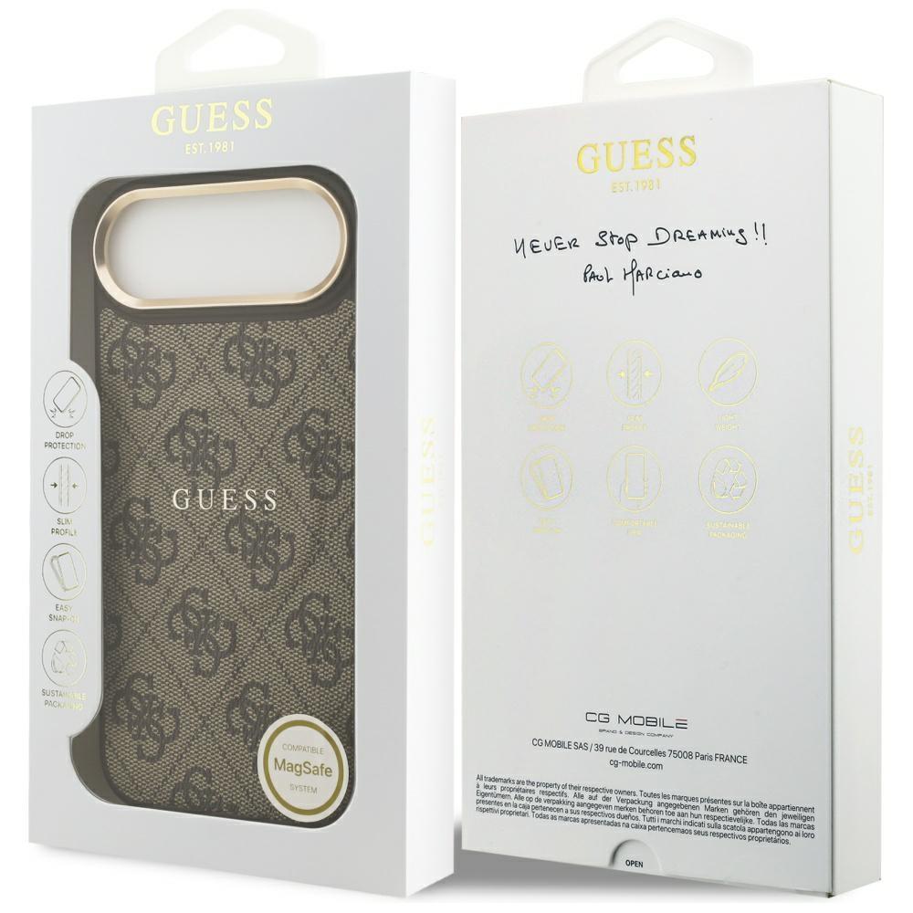 Coque Guess 4G PU Logo Classique MagSafe pour iPhone Air Marron
