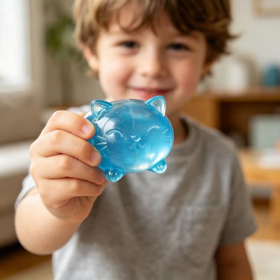Cute Cat Squeeze Toy Transparent Small Cat Shaped Slow Rise Toy Relaxing Sensory Squeeze Toy for Stress Relief