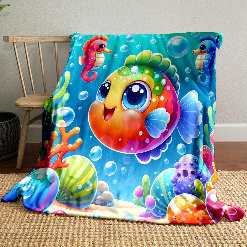 Colorful Ocean Friends print blanket soft and cozy perfect for the living room bed sofa or a nap,gift