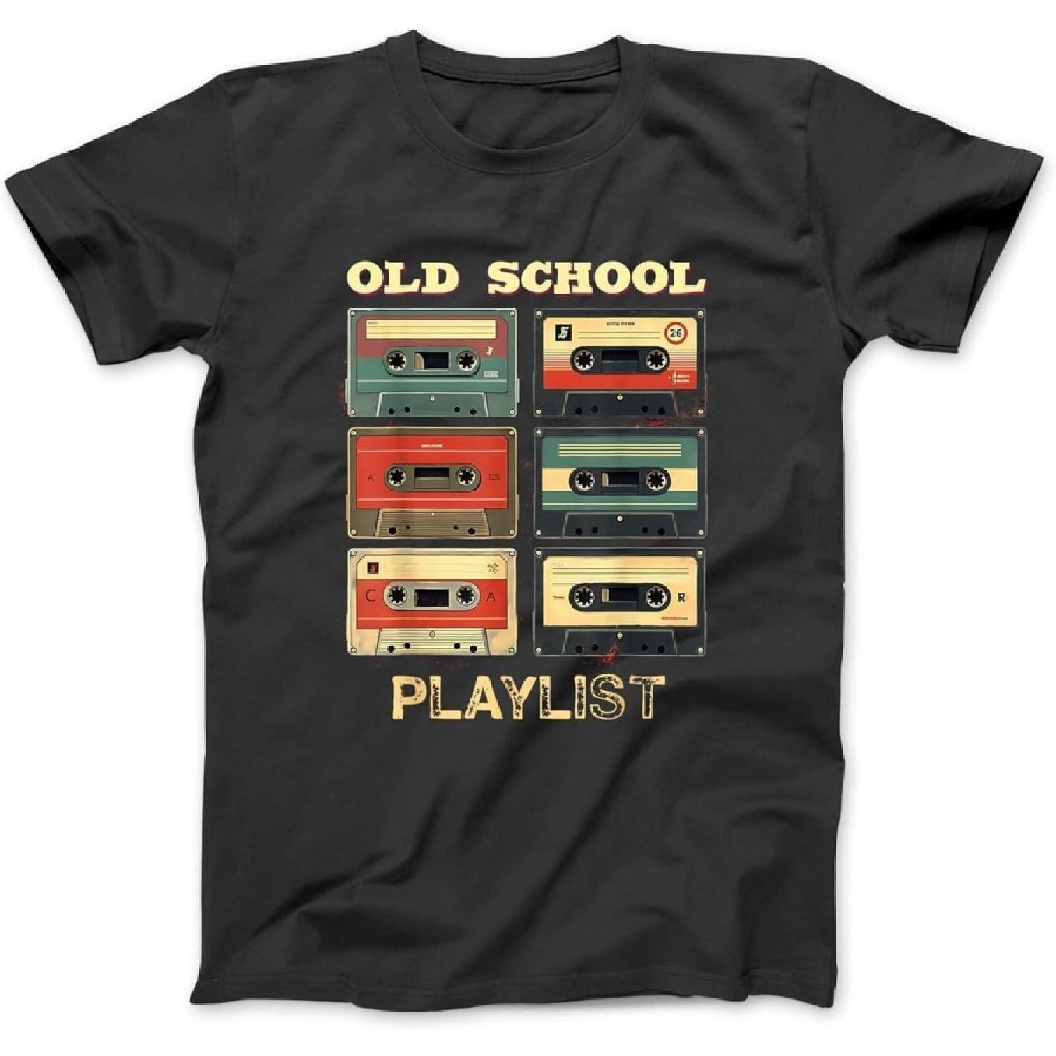 Плейлист Старой Школы Винтажные Кассеты Ностальгическая Память Футболка DEC Мужская Женская Унисекс Лонгслив, Майка Худи Черный S