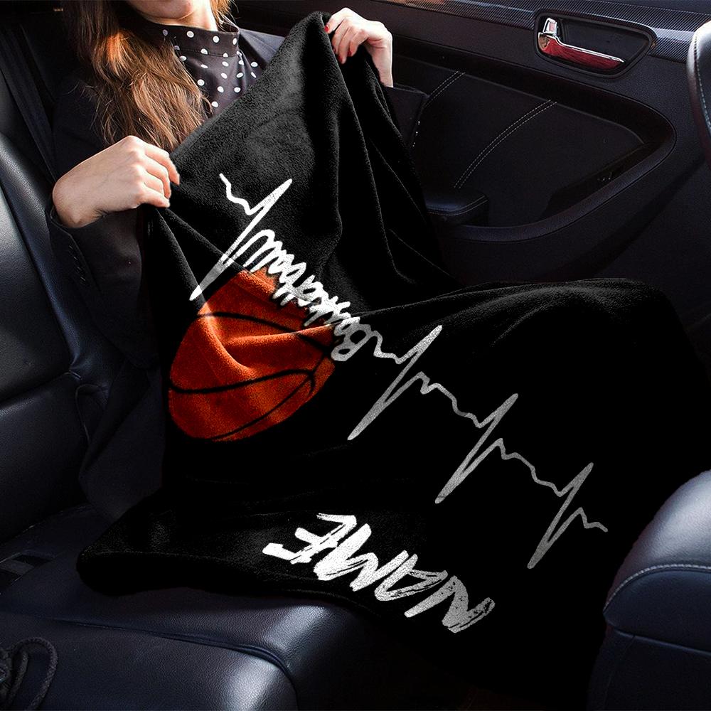 Custom Name Basketball Theme Printed Blanket - Perfect for Couch, Bed, Travel & Outdoor Use | Machine Washable, Cozy & Durable.