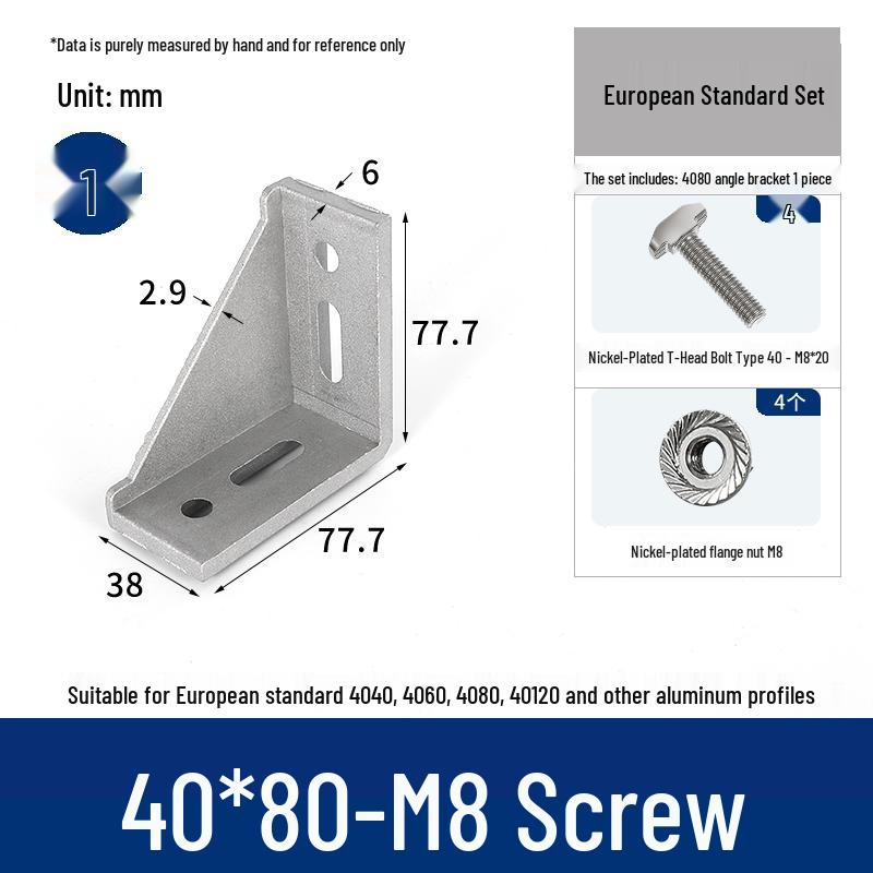 Aluminum 90° Corner Bracket Connector for 4040/2020/3030 Profiles