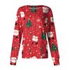 Women's Casual Long-sleeved Single-breasted Christmas Printed Protective Clothing Cardigan Top