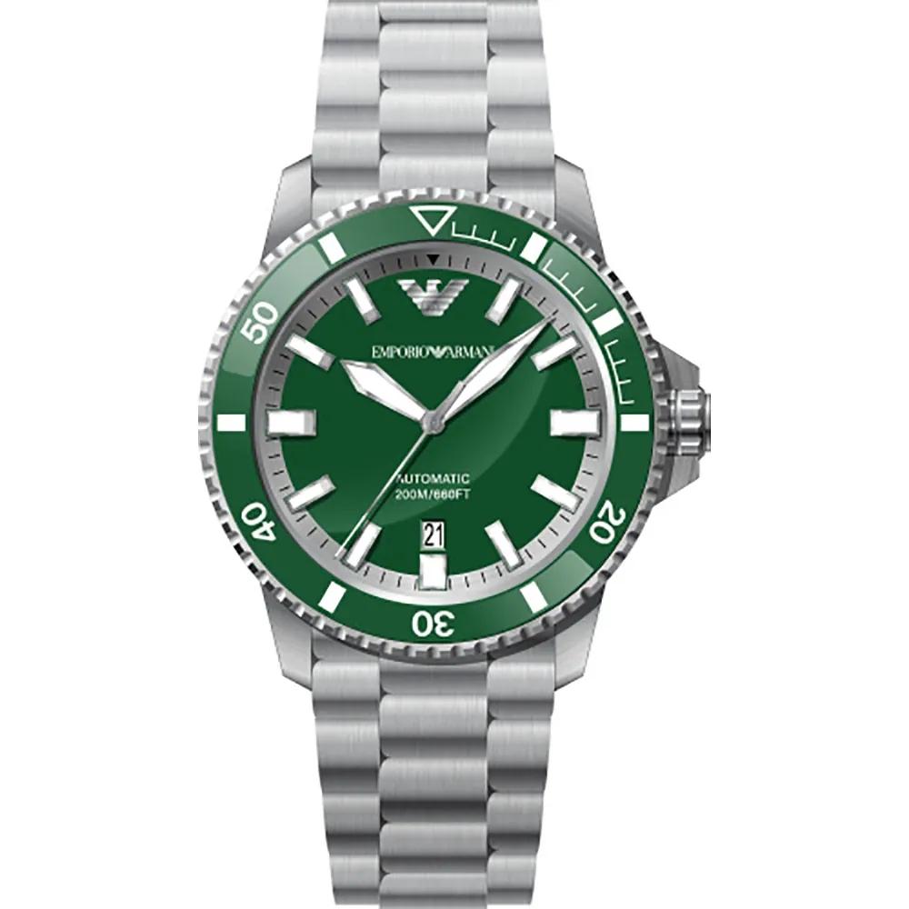 

Emporio Armani Diver Green Dial Black Silicone/Rubber Mens Mechanical Automatic Watch AR60080 зелёный