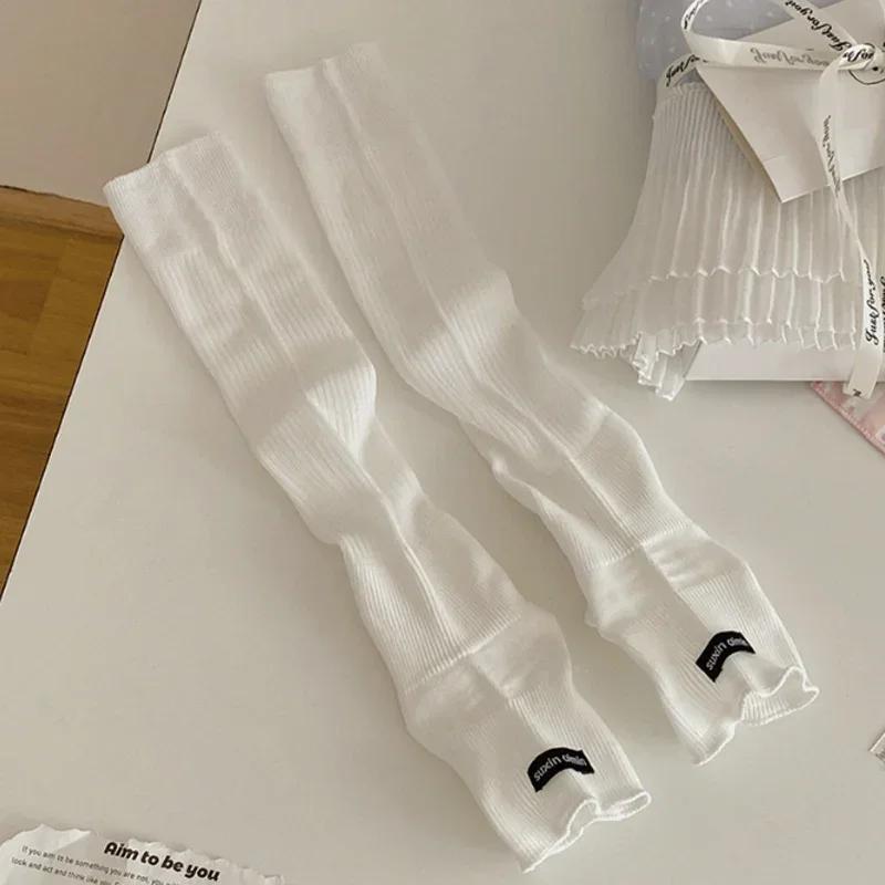 Knitted Cotton Leg Warmers Women Knee Half-length Long Socks Soft Breathable Plush Lolita Harajuku Schoolgirl Comfort Calf Socks