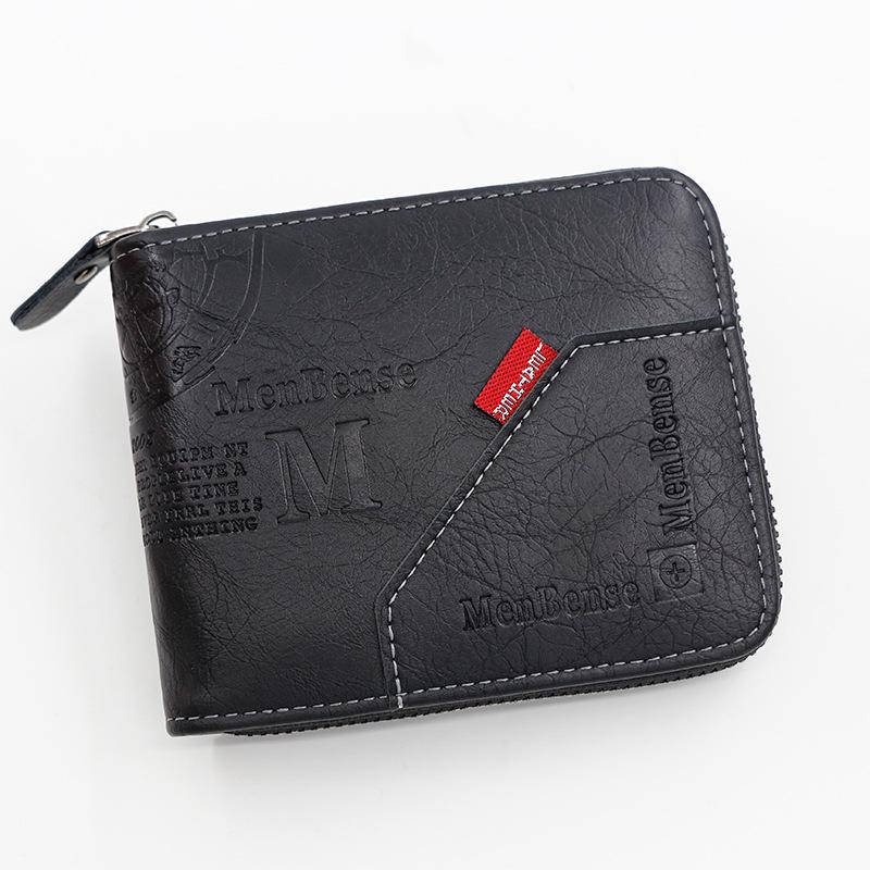 Men's Trendy Zipper Wallet: Large Capacity, Multi-Card Slot, Short Coin Purse with Chain