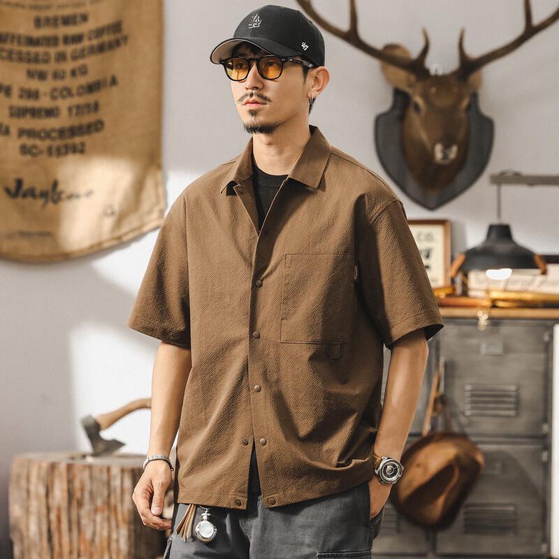 Men s Ice Silk Loose Fit Short Sleeve Workwear Shirt L