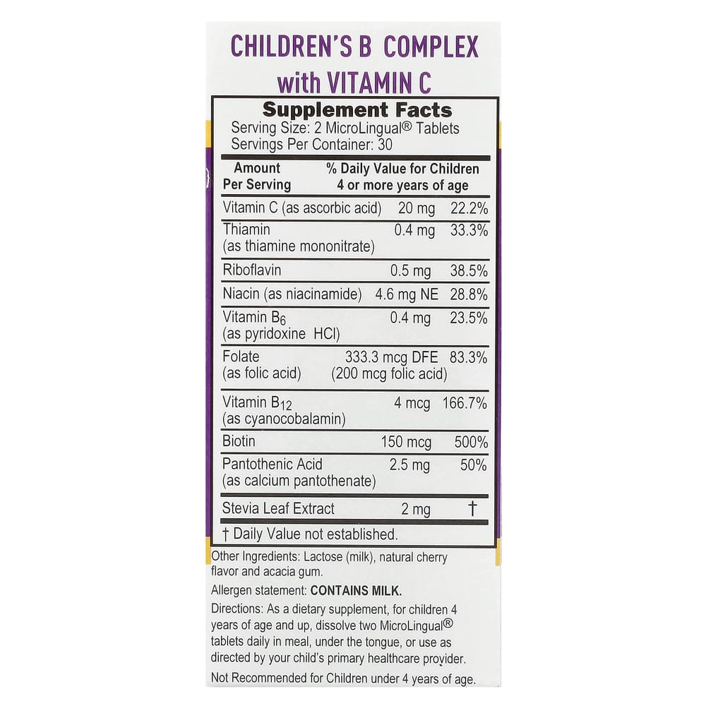 Superior Source Children's B Complex with Vitamin C Instant Dissolve MicroLingual Tablets, 60 Tablets