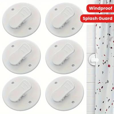 1pc Shower Curtain Clips Windproof Self-adhesive Shower Curtain Clips Toilet Curtain Buckle Curtain Rings Clip Holder Bathroom Accessories