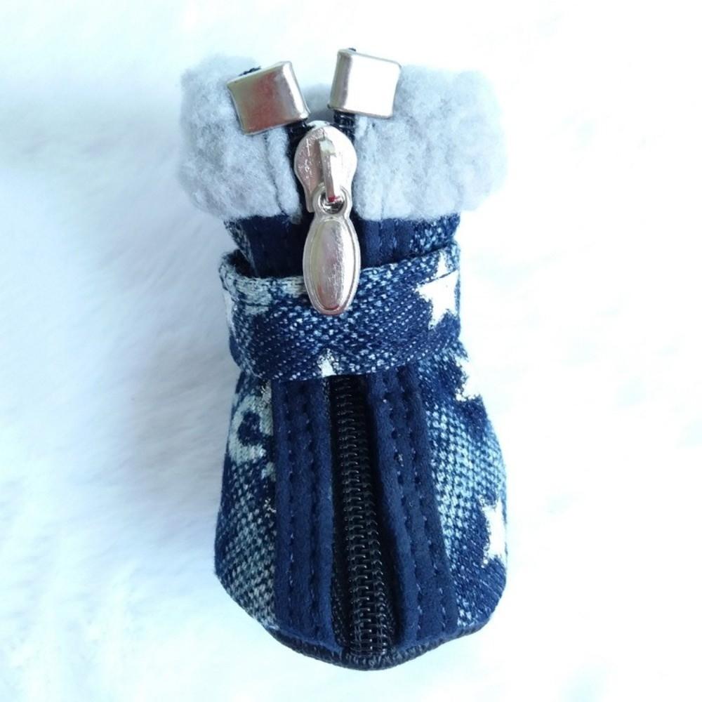 4 pieces/set Warm Winter Dog Boots Wear-Resistant Dog Cotton Shoes Puppy Paw Protector Hiking