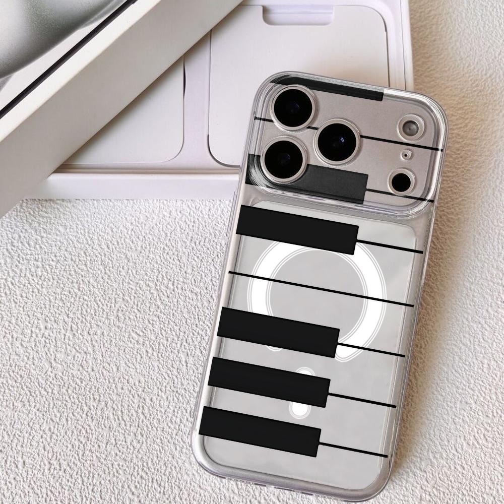 

Creative Piano Phone Case For iPhone 17 16 15 14 13 12 Pro Max Plus With Magnetic Crystal Clear Case Wireless Charge iPhone 13 Pro Max