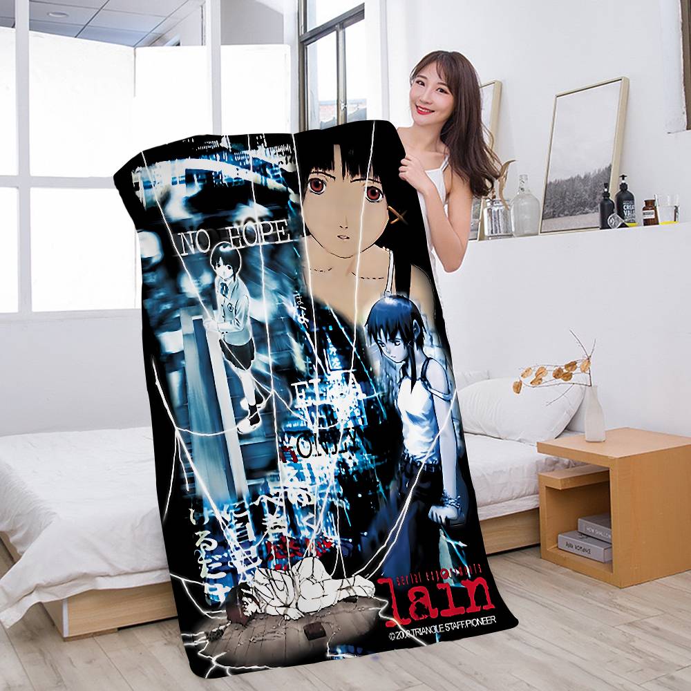 Serial Experiments Lain Anime Bath Towel Microfiber Soft Water Absorbing Breathable For Girl Kids Decorative Cartoon Beach