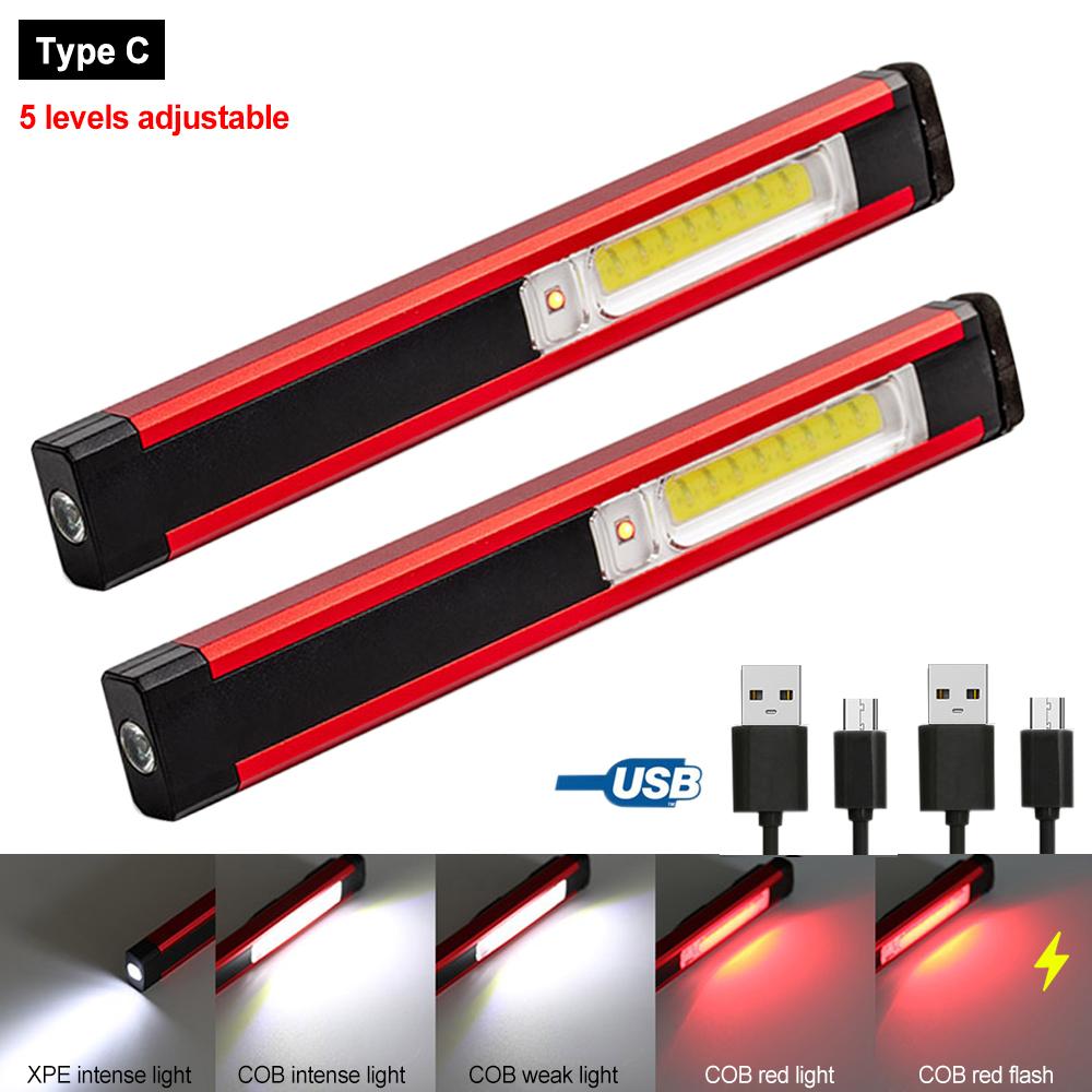 Portable 4 /5 Modes COB Flashlight Magnetic UV Torch USB Rechargeable LED Work Light  XPE Hanging Hook Lamp For Outdoor Camping