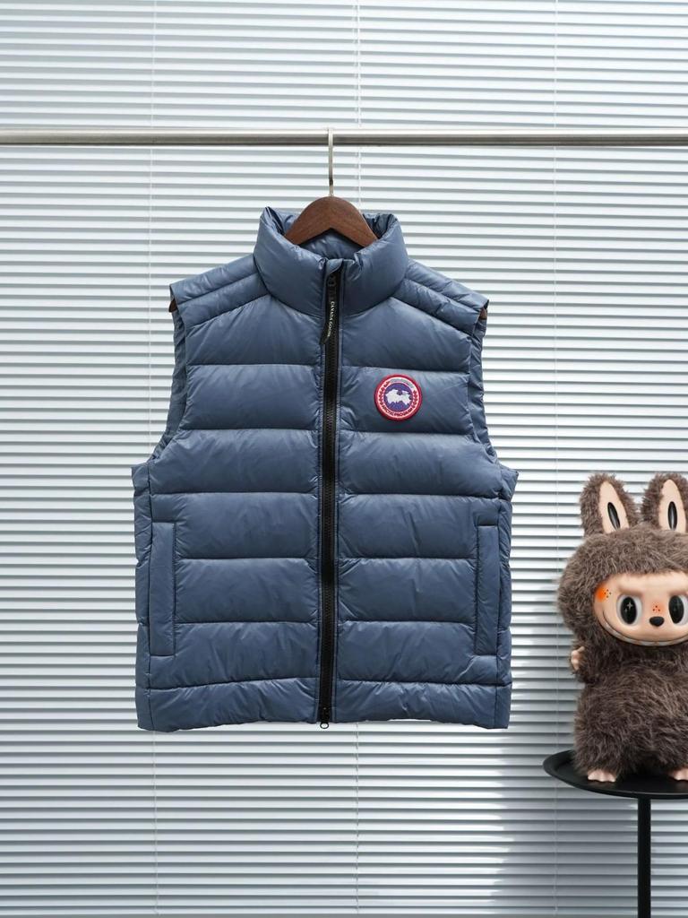 Męski błyszczący puch gęsi kamizelka ze stójką - Ciepła, gruba, bezrękawnik odzież wierzchnia na jesień/zimę.