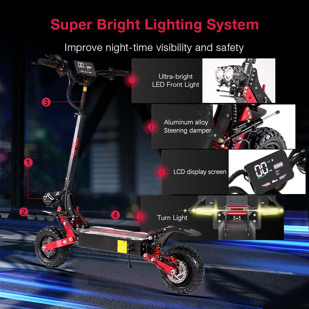 2025 EU-Certified RS7 Hot Sale 3800W Dual Motor 52V 38AH Electric Scooter 80KM/H Top Speed 70KM Range Foldable for Ultimate Mobi
