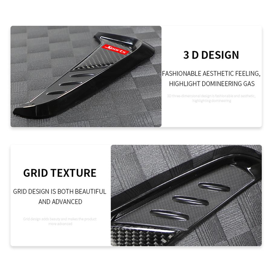 Universal 100% Real Carbon Fiber Car Front Fender Side Air Vent Cover Trim Shark Gills Side Vent Sticker Sports Style