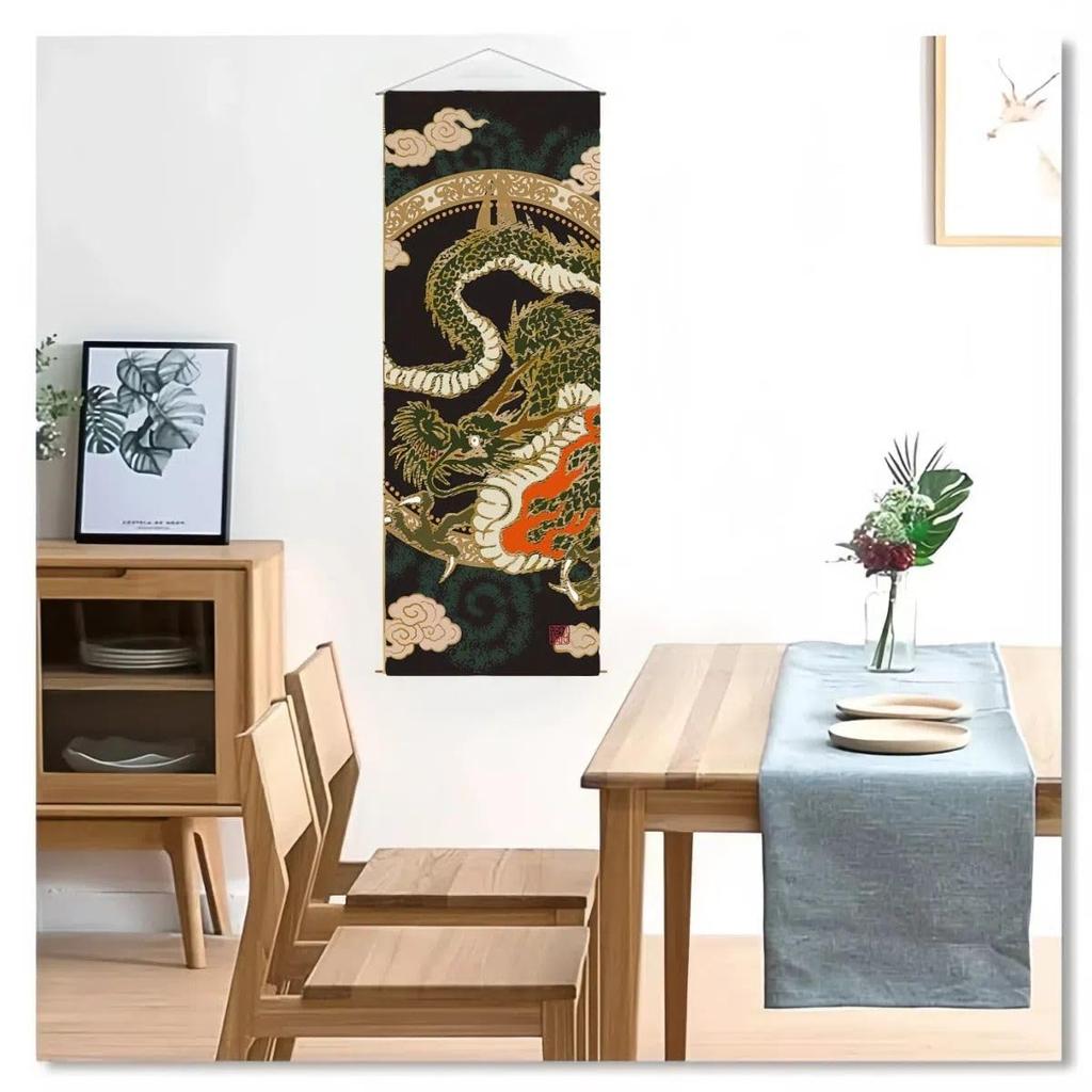 SAWABIYA Tapestry, Thin Dragon Tapestry, Good Luck, Protection from Evil, Japanese Modern, Vertical Hanging Scroll, Alcove Hanging, Stylish, Decorativ