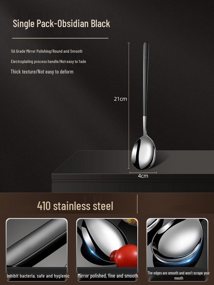 Korean Style Stainless Steel Long Handle Soup & Stirring Spoon