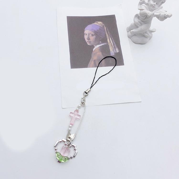 Simple Pin Heart Flower Pendants Phone Charm Straps Lanyard Purse Accessories
