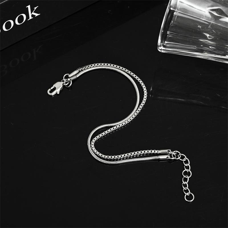 Fashion Internet Celebrity INS Titanium Steel Tide Bracelet Stainless Steel Box Chain Unisex Jewelry
