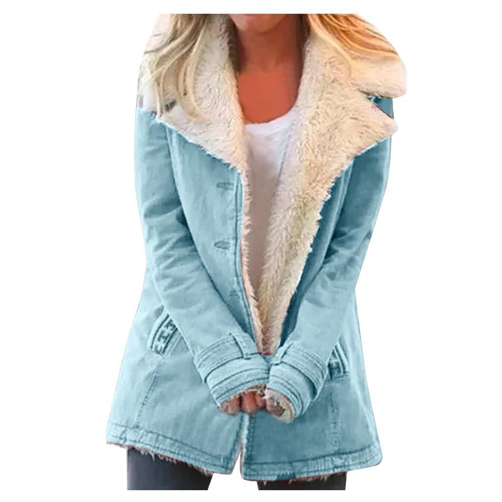 2026 New Women's Solid Color Fleece-Lined Hooded Coat, Mid-Length Plush Jacket with Long Sleeves, Warm Thermal Puffer Jacket for Autumn Winter