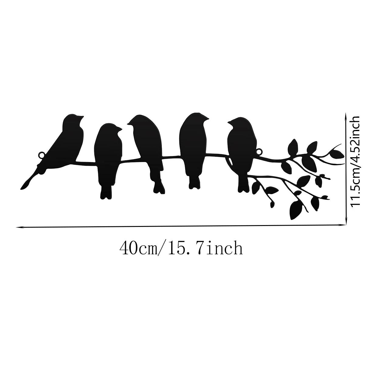 

1 шт. - Металлическое настенное искусство «Птицы», 5 веток с птицами, Настенные украшения, Скульптуры листьев, Силуэты птиц чёрный