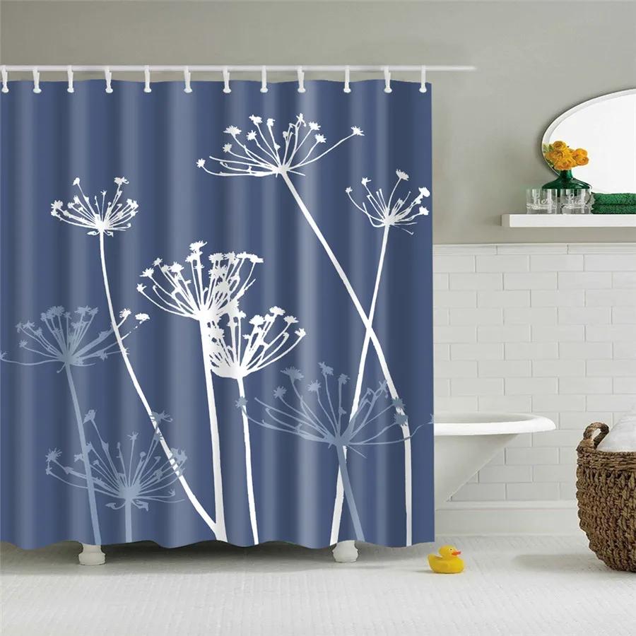 3D Flower Plum Blossom Lotus Lavender Rose Shower Curtains Bathroom Curtain Frabic Waterproof Polyester Bath Curtain with Hooks