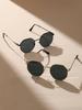 2 Pcs Metal Geometric&Round Frame Fashion Classical Sunglasses For Vacation Decors Photo Props