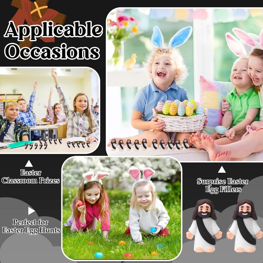 Sumind 50 Pcs Little Jesus Figures Original Design Miracle Mini Pocket Jesus to Hide and Seek Easter Egg Filling Religious Part