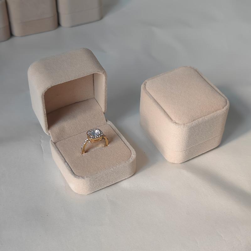 12pc Apricot Velvet Jewelry Ring Box Non-Stick Dust Jewelry Case Wedding Valentine's Day Christmas Earring Pendant Packaging Box
