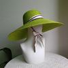 Green Straw Hat 18cm Hepburn Hat Summer Hand-woven Straw Hat Women's Holiday Beach Sun Hat Chapeu Panama Feminino