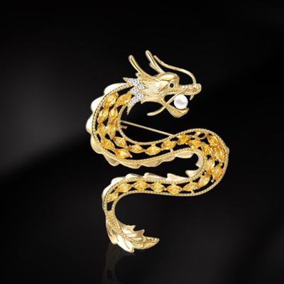 Chinesische Drachen-Sternzeichen-Brosche aus Bronze, stimmungsvolle Eleganz, exquisite Luxus-Mantel-Corsage, Anti-Licht-Schnalle