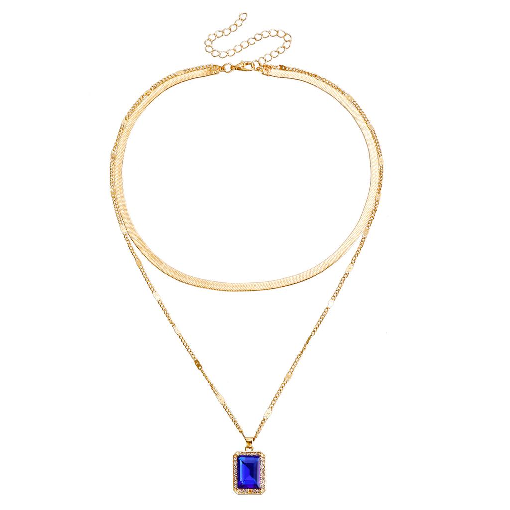 Jewelry Snake Bone Double-Layer Imitation Gemstone Pendant Collarbone Chain Retro Design Cold Wind Necklace